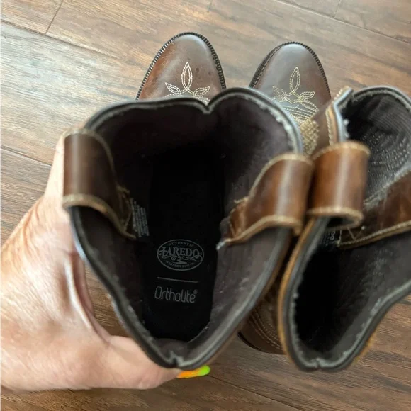 Laredo Tori Western Classic Brown Leather Cowboy Boots-Size 7.5 - Picture 6 of 11